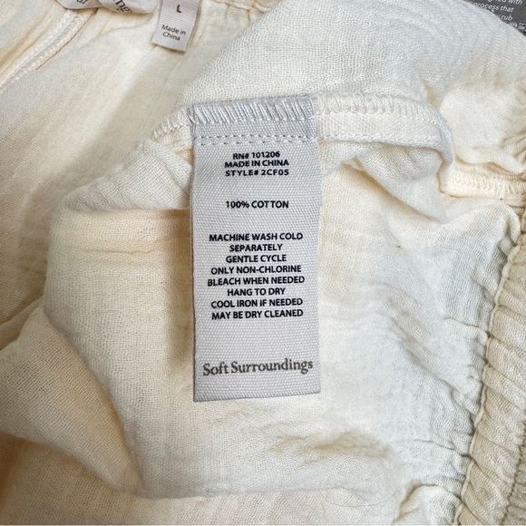 {Soft Surroundings} "Key Biscayne Wide Leg Full Length" Ivory Gauze Pants - Picture 3 of 8